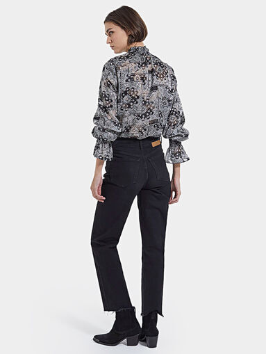 Blouse with print and high collar - 5