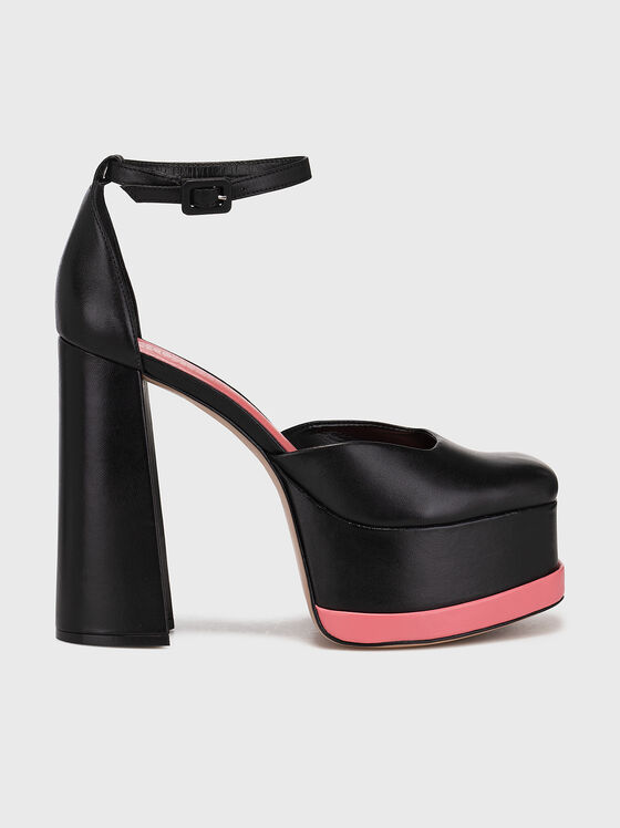 Παπούτσια με τακούνι με ροζ μοτίβα - 1