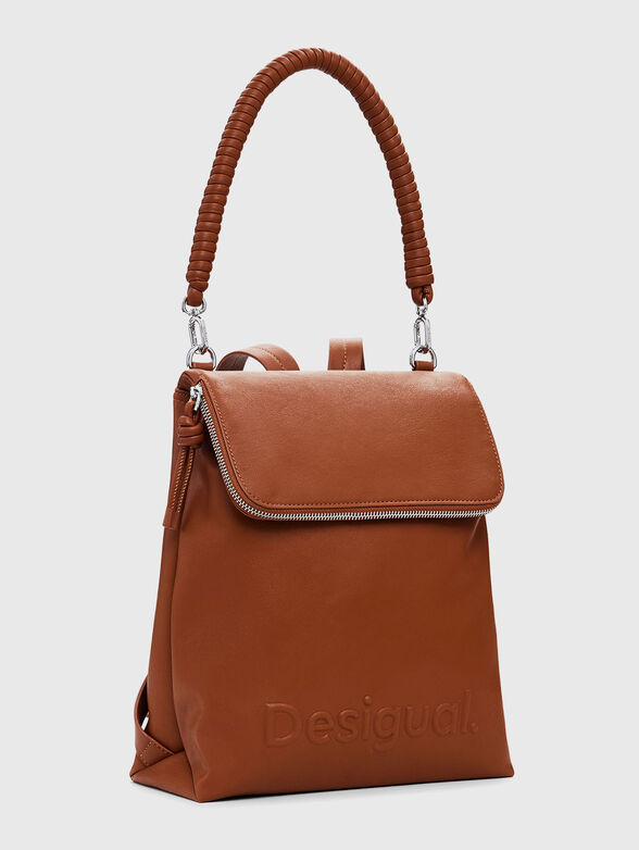 Brown backpack with maxi logo - 3