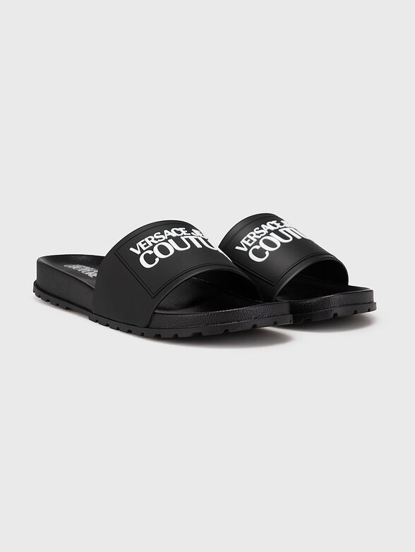 FONDO black slippers with logo lettering - 2