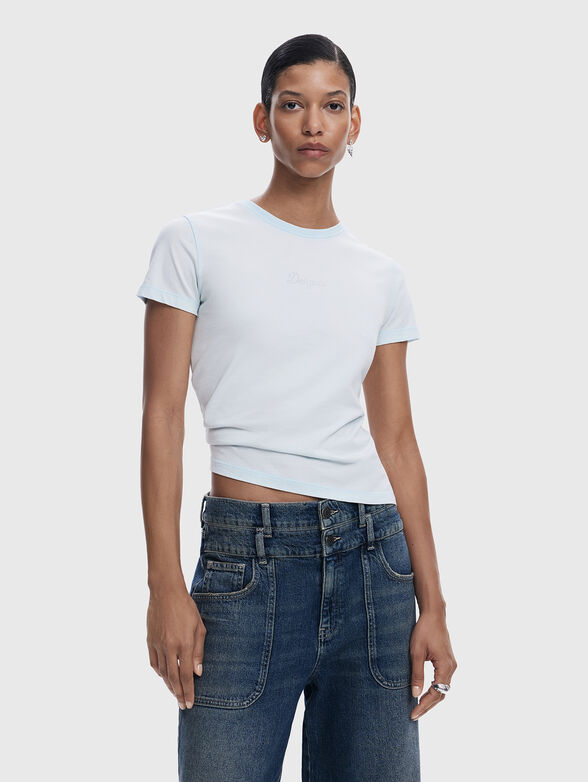 Cotton T-shirt with oval neckline - 1