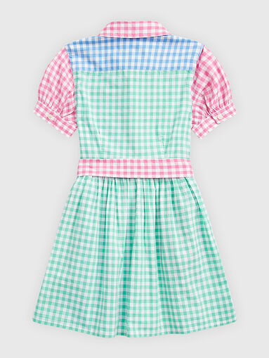 Cotton dress with plaid pattern and belt - 5