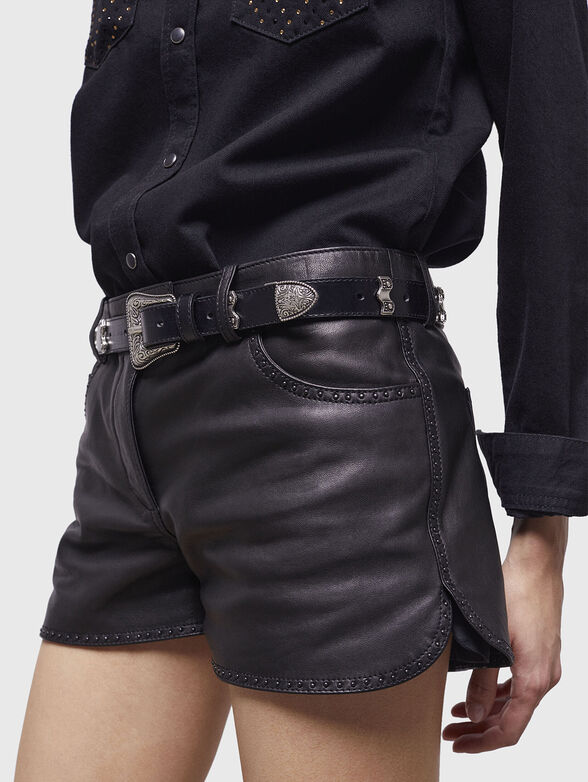 Black leather shorts with studs - 1