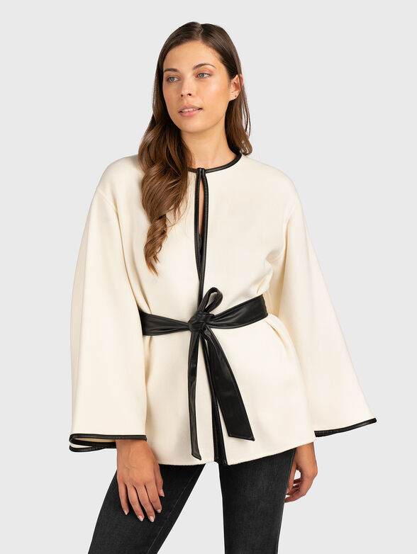 Jacket with wide sleeves and contrasting belt - 0