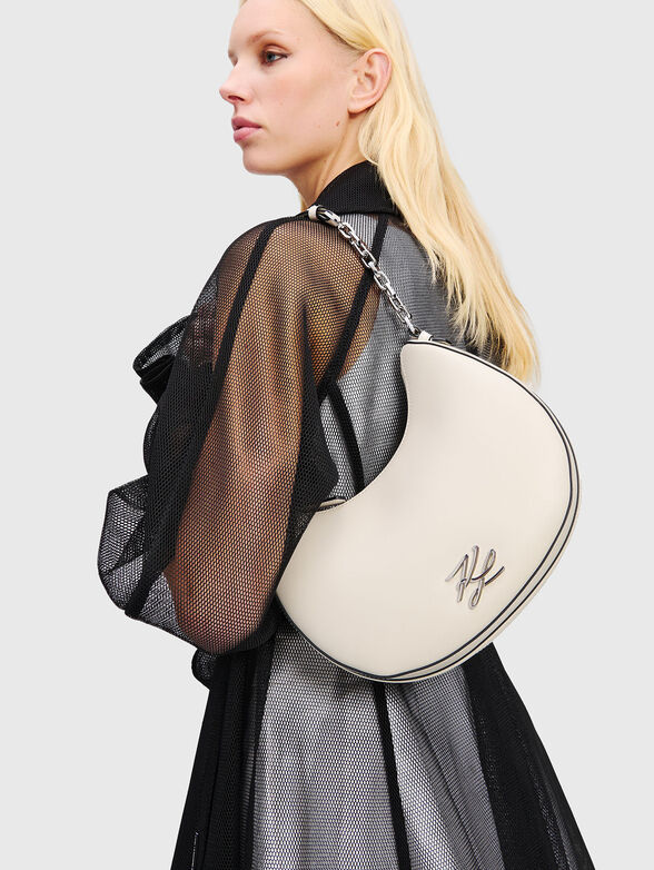Black leather hobo bag with golden logo - 2