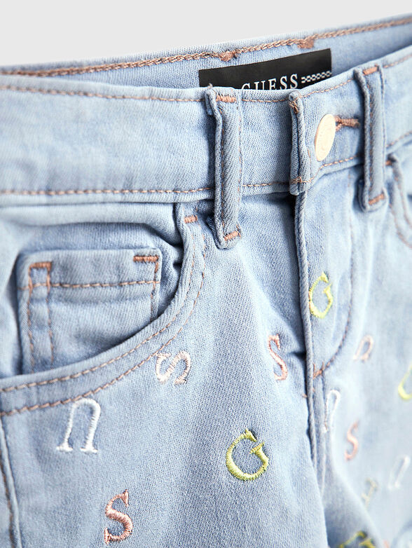 Denim shorts with embroidery - 3