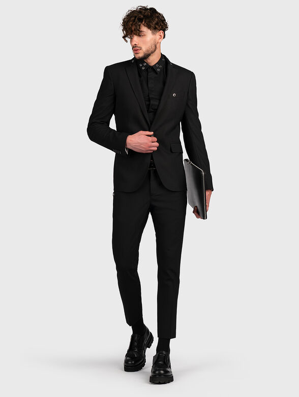 Black blazer with accent collar with eyelets - 1