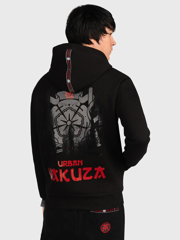 HZ019 black hooded sweatshirt with print - 2