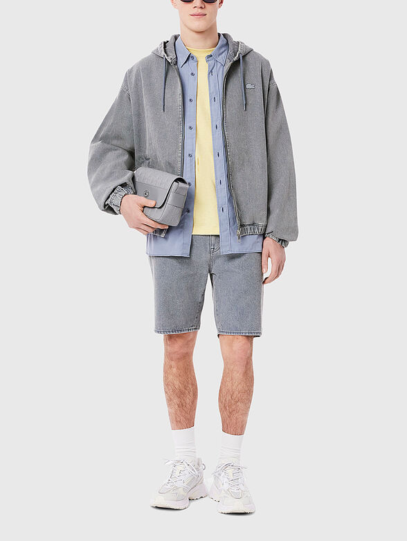 Denim jacket with hood and logo detail - 1