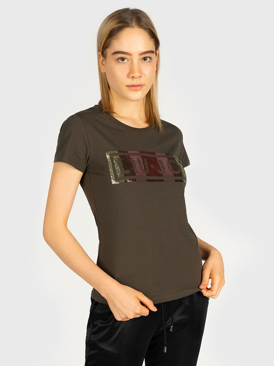 Black t-shirt with colorful sequins - 1