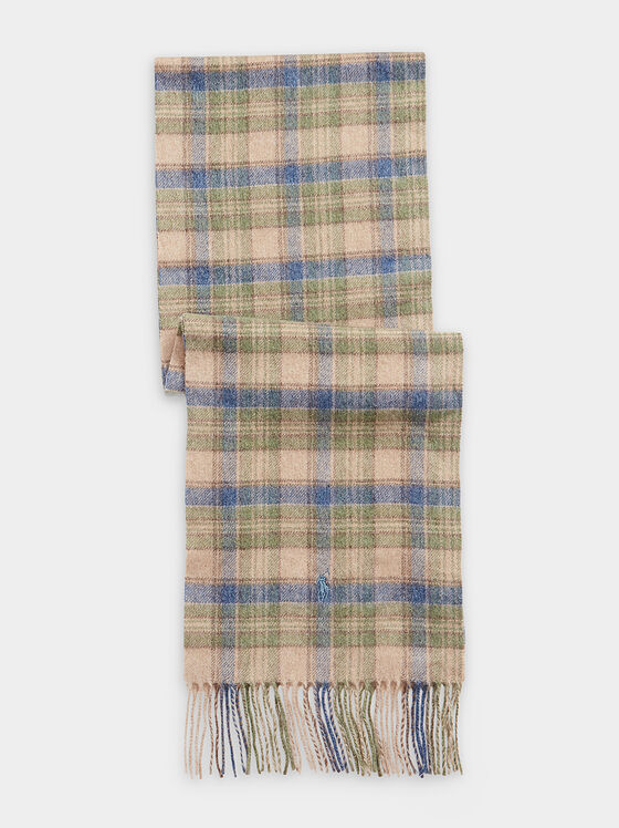 Plaid wool blend scarf - 1