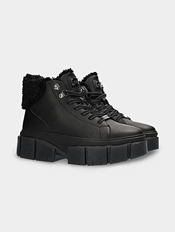 KEYLA black leather blend ankle boots - 1