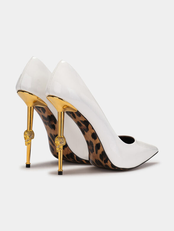 Beige high-heeled shoes with logo accent - 3
