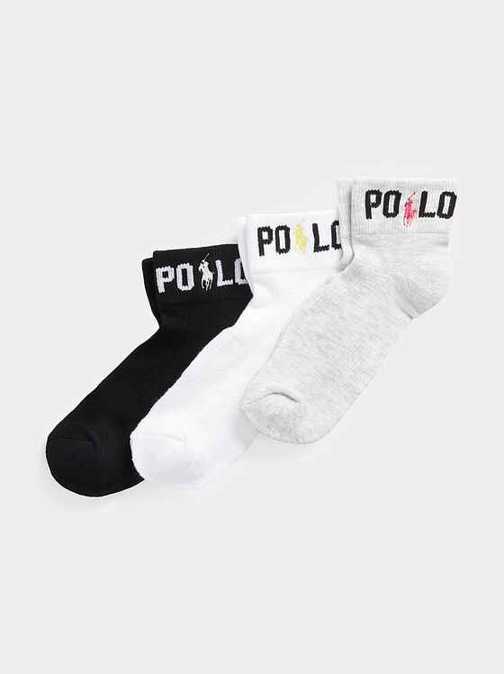 Σετ από τρία ζευγάρια κάλτσες με κέντημα λογότυπου - 1