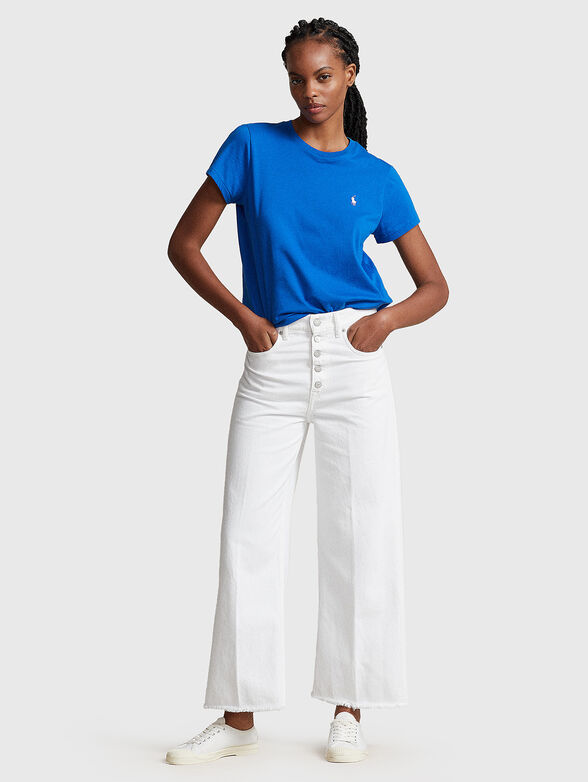 Logo embroidered T-shirt in cotton  - 1