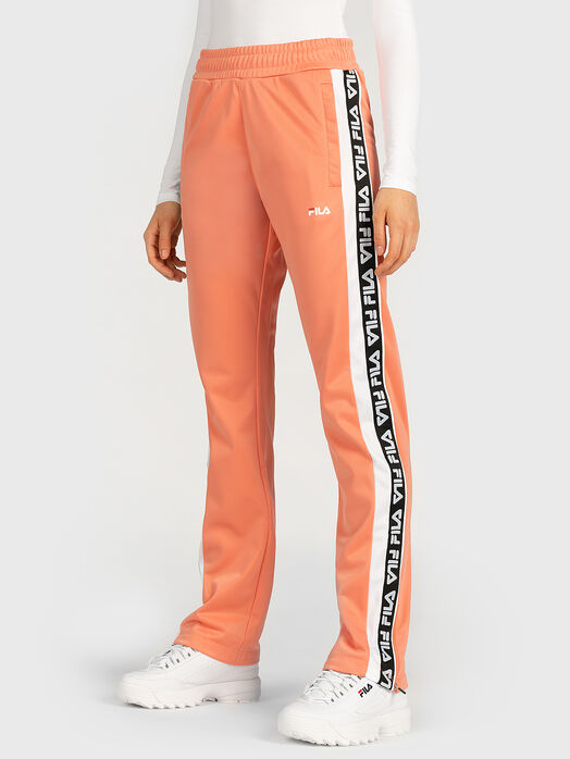 Track pants with branded stripes