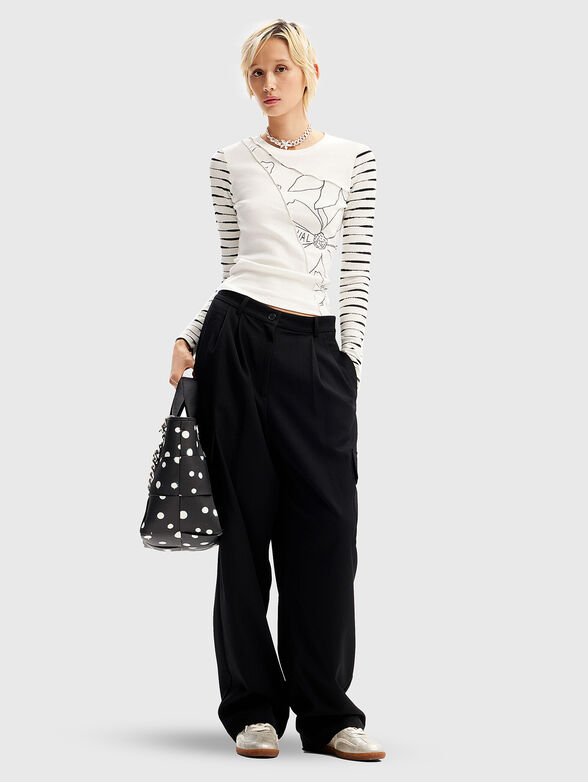 White blouse with oval neckline  - 1