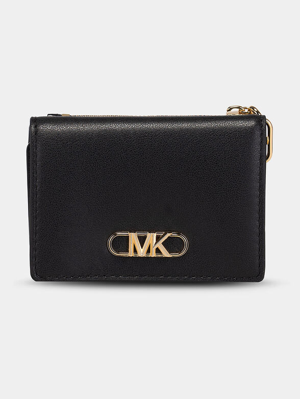 Small black purse with golden logo accent - 1