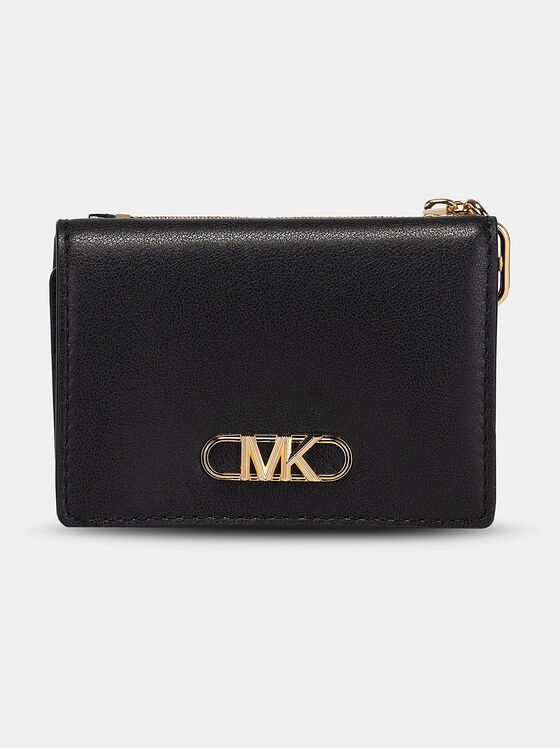 Small black purse with golden logo accent - 1