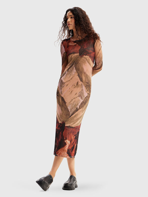Knitted midi dress in viscose blend - 0