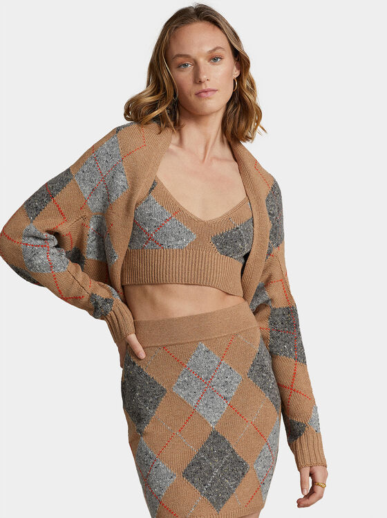Wool cardigan with geometric pattern - 1