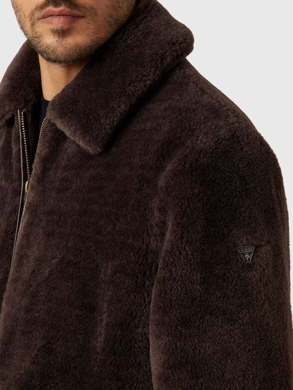 Beige eco fur jacket - 4