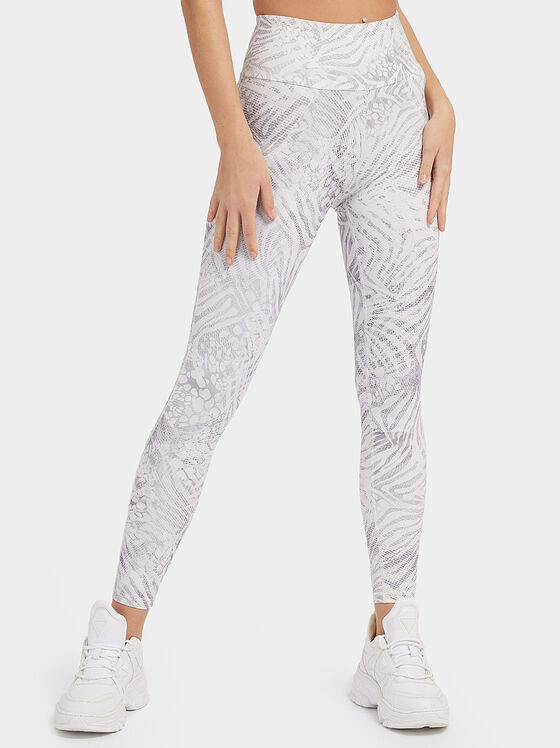 CARMEL leggings in white color with grey print - 1