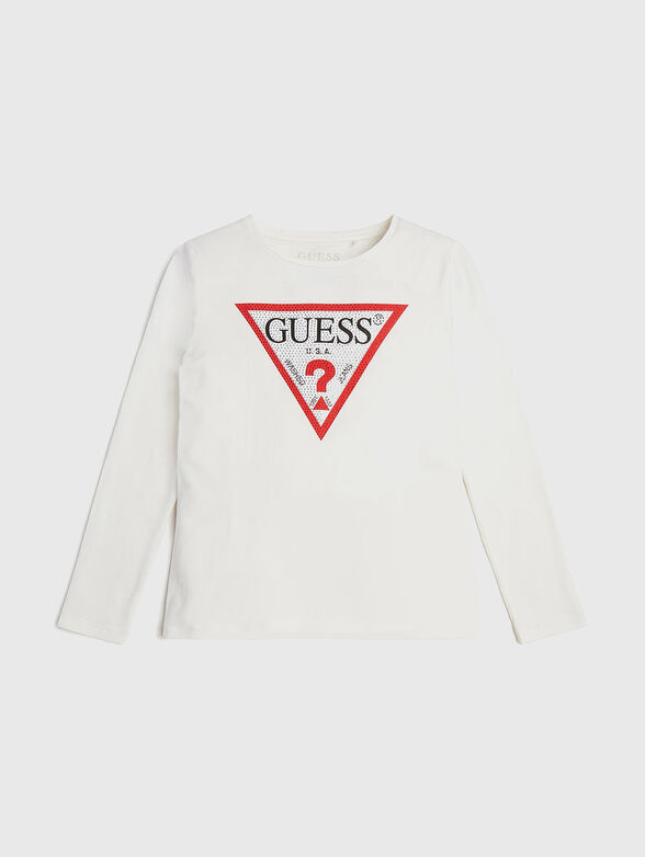 Black blouse with long sleeve and logo print - 1
