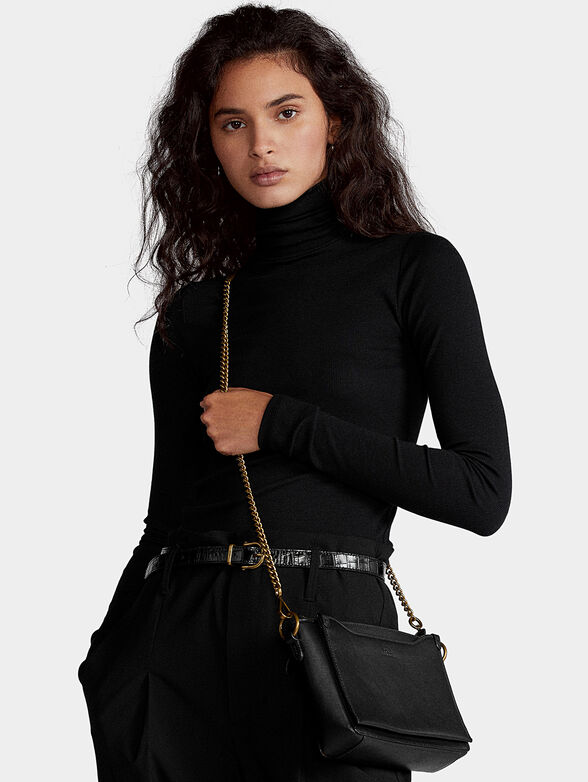 SLOANE black crossbody bag with golden chain - 2