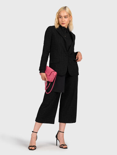Black cotton blazer with openwork embroidery - 5