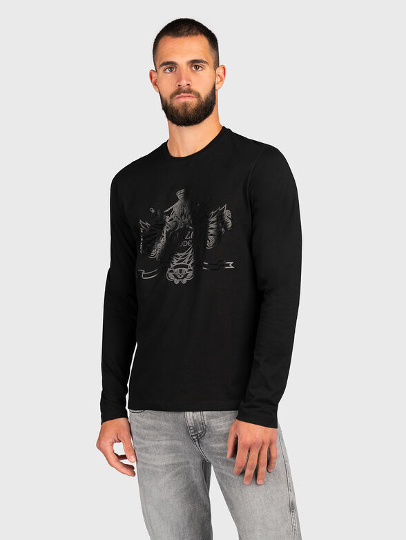 Long sleeve T-shirt in black  - 1