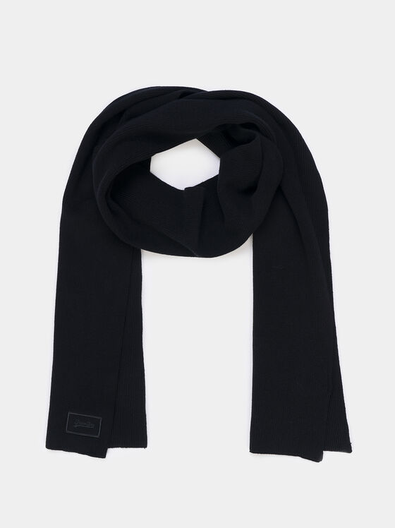 Black scarf with logo detail - 1