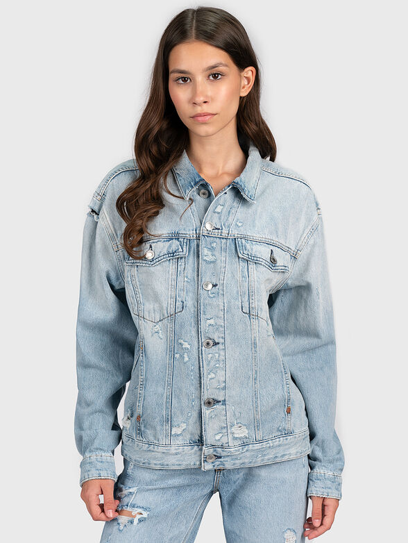 Denim jacket with worn-out effect - 1