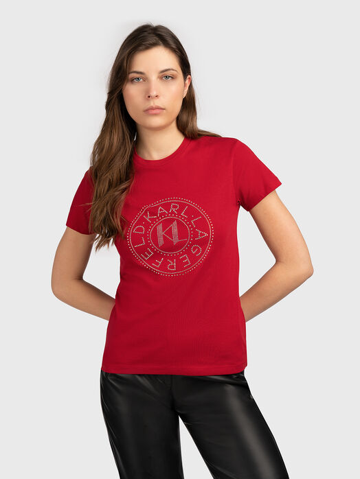 Black T-shirt with rhinestone logo