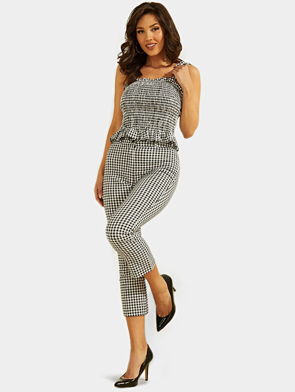 STEPH Cropped trousers with check print - 2