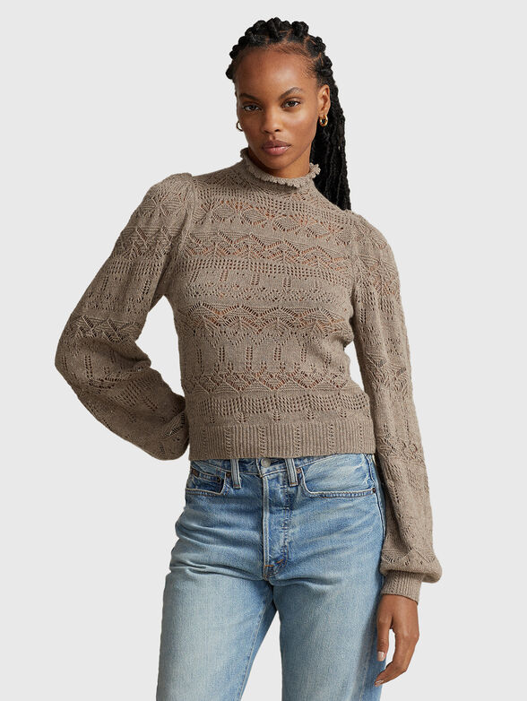 Knitted sweater with high collar - 0