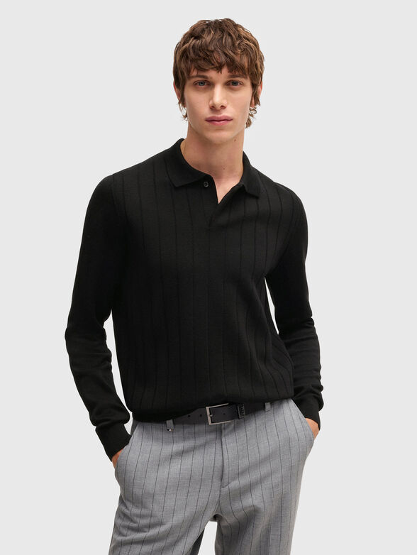 Wool sweater with polo collar - 0