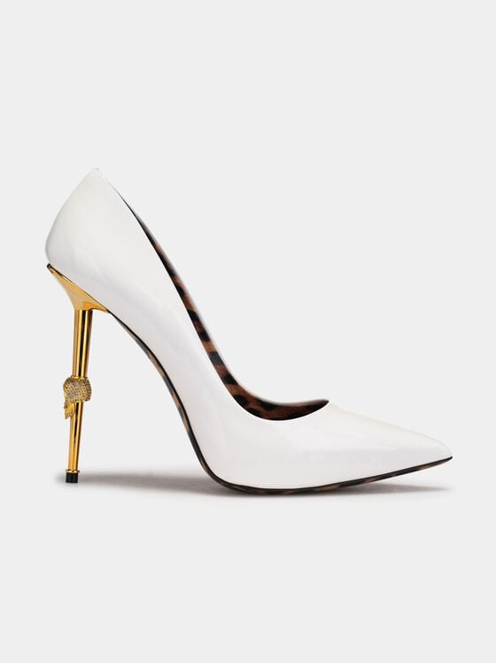 Beige high-heeled shoes with logo accent - 1