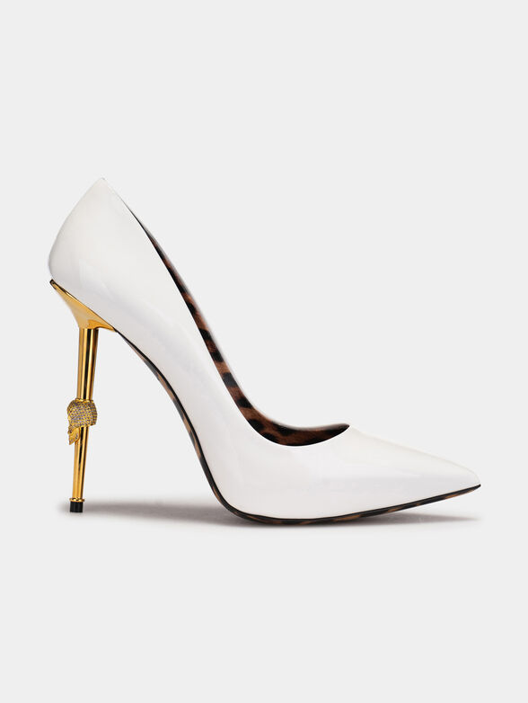 Beige high-heeled shoes with logo accent - 1