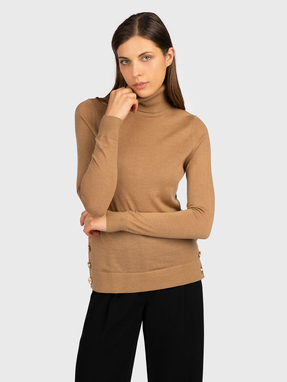Beige sweater with accent buttons - 1