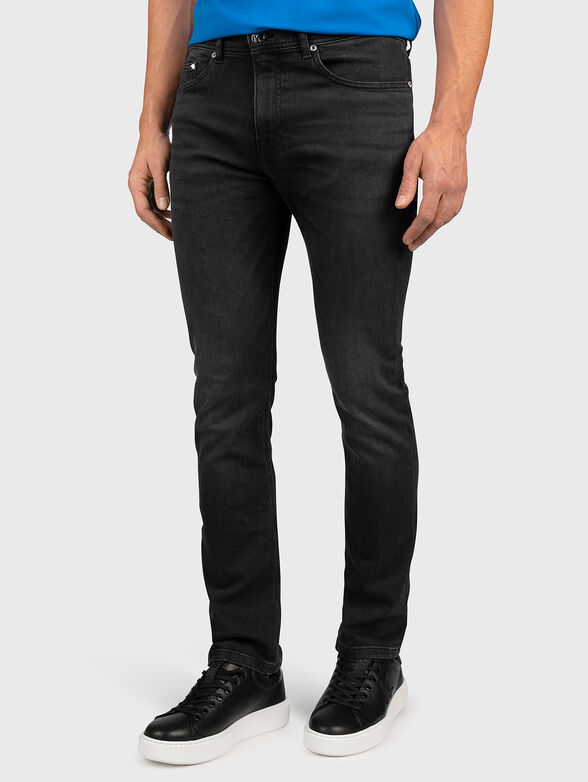 Black cotton blend jeans - 1