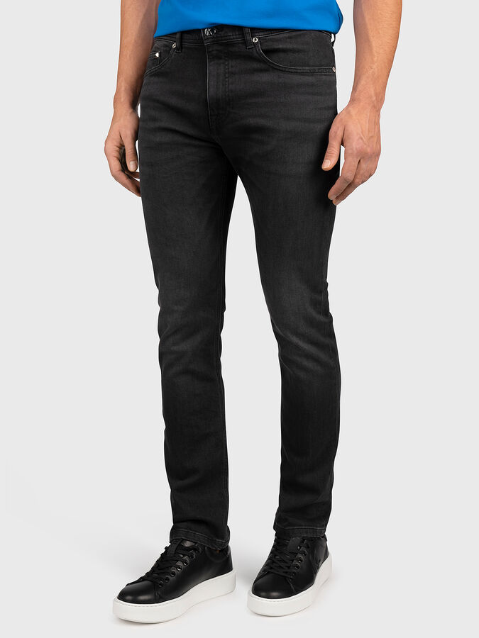 Black cotton blend jeans