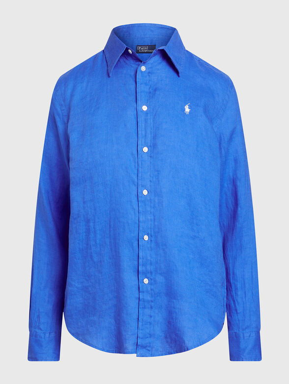 Linen shirt with logo embroidery - 0