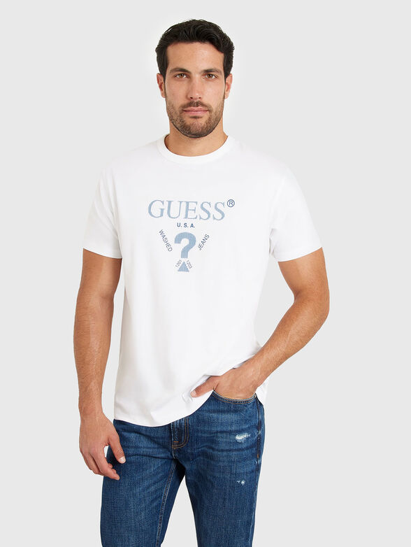 T-shirt in beige colour with triangular logo - 1