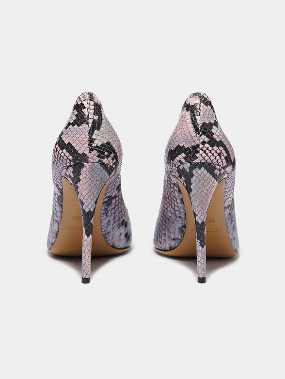 Leather decollete shoes with python print - 3