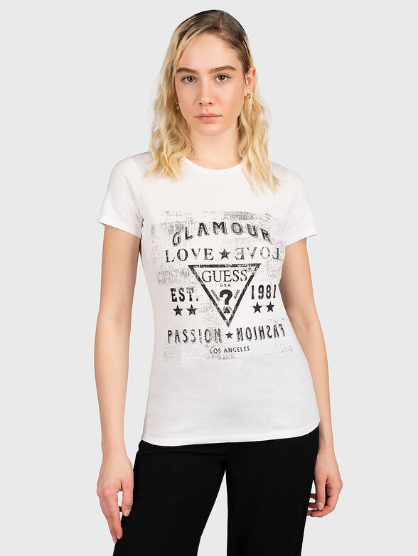 VARENNA black cotton T-shirt with logo print - 1