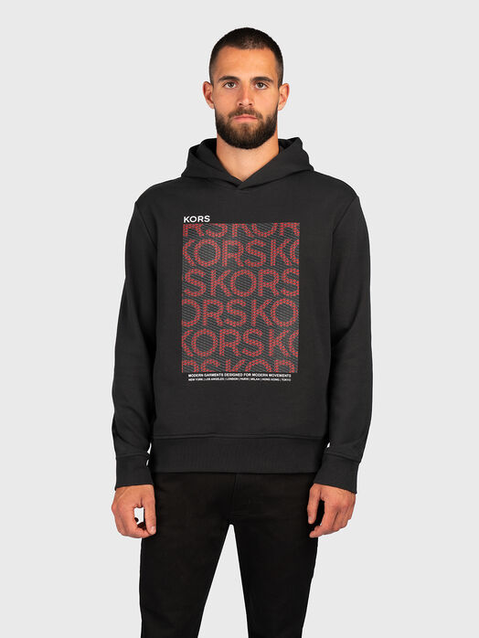 Cotton hooded sweatshirt with logo print