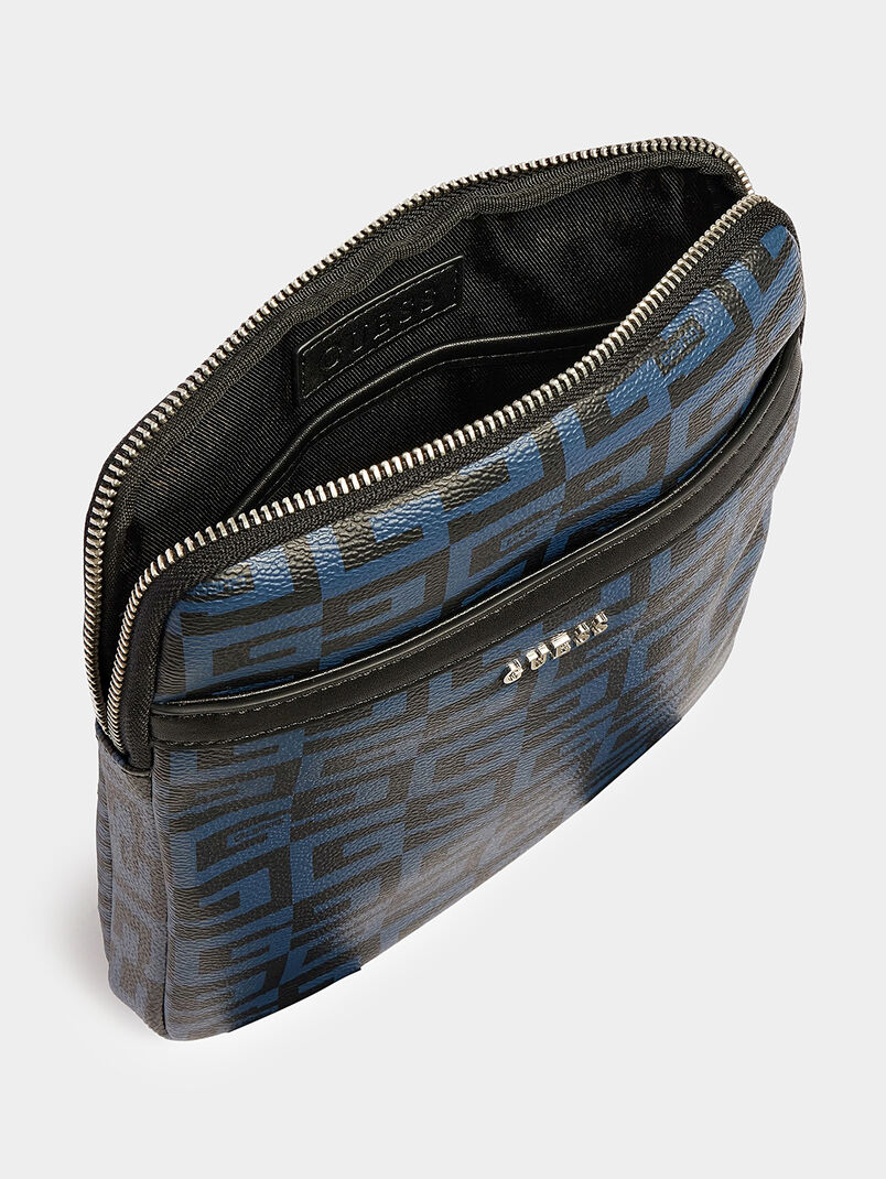 ESCAPE crossbody bag with monogram print in blue color - 3