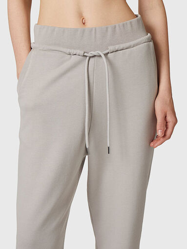 Grey trousers with ties in cotton blend - 3