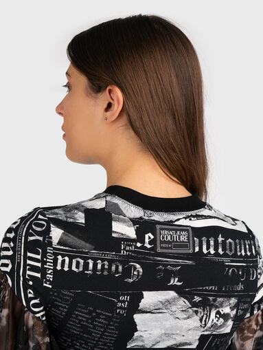 T-shirt with print and accent sleeves - 3